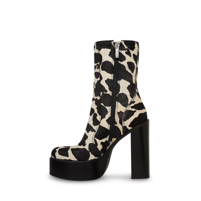 Botines Steve Madden Dwane-c Cow Print Mujer Negras Blancas | ES ET13E6